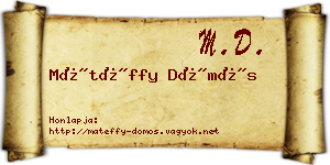 Mátéffy Dömös névjegykártya